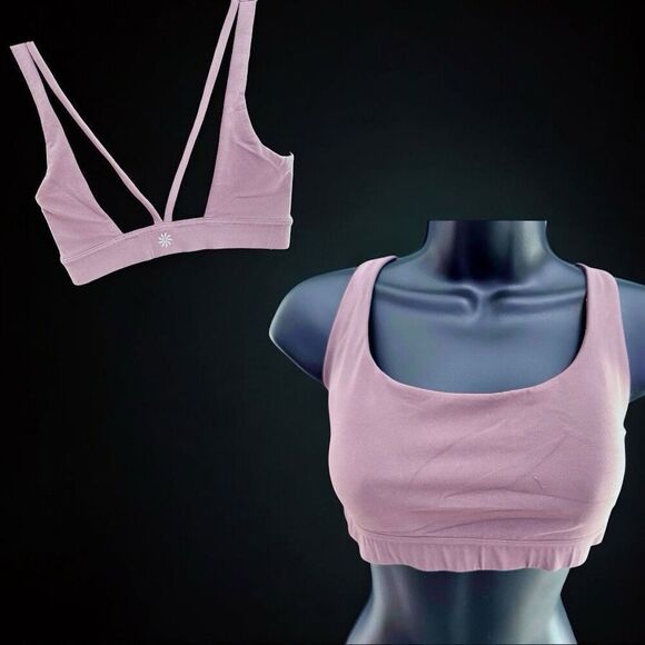 Athleta soft mauve sports bra  M strappy back - Picture 1 of 5